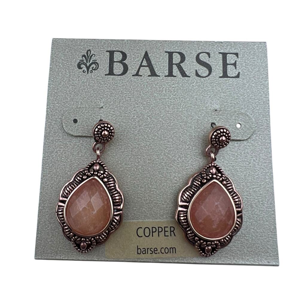 Barse Copper Pierced Earrings Drop Gemstone Thailand